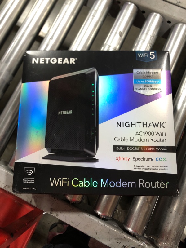 Photo 2 of NETGEAR Nighthawk Cable Modem WiFi Router Combo C7000-Compatible with Cable Providers Including Xfinity by Comcast, Spectrum, Cox for Cable Plans Up to 600Mbps | AC1900 WiFi Speed | DOCSIS 3.0 600Mbps Max Download | WiFi AC1900