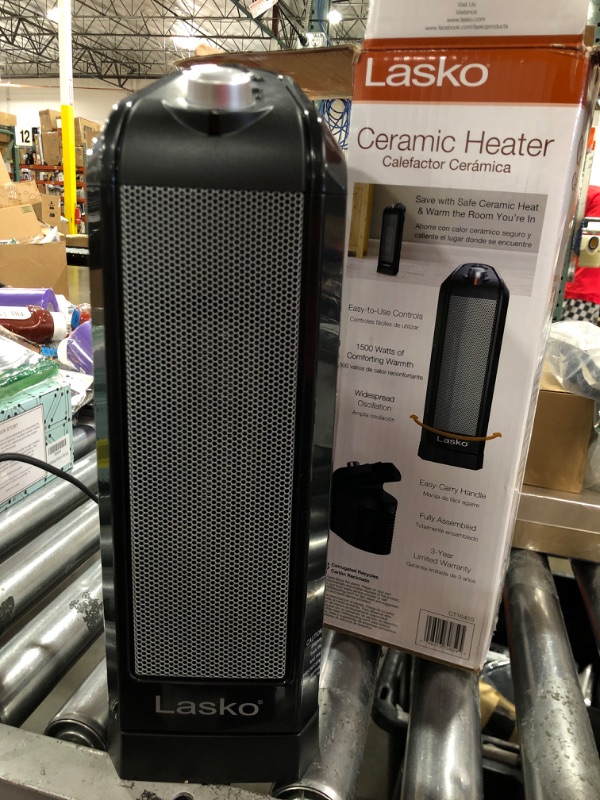 Photo 3 of Lasko Oscillating Ceramic Space Heater for Home with Overheat Protection, Thermostat, and 3 Speeds, 15.7 Inches, Black, 1500W, CT16450