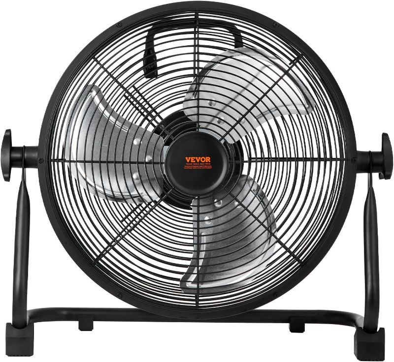 Photo 1 of VEVOR 12'' Rechargeable Floor Fan, Portable Quiet Personal Fan for Home or Office, 360 Degree Manual Pivoting Head, Stepless Speed Regulation High Velocity, Heavy Duty Metal Industrial Cordless Fans
