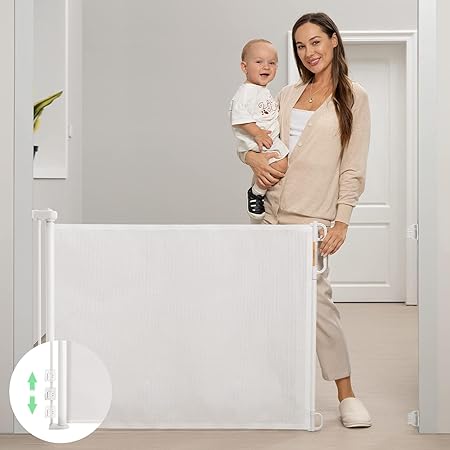 Photo 1 of Retractable Baby Gate, Momcozy Mesh Baby Gate or Mesh Dog Gate, 33" Tall,Extends up to 55" Wide, Child Safety Gate for Doorways, Stairs, Hallways, Indoor/Outdoor
