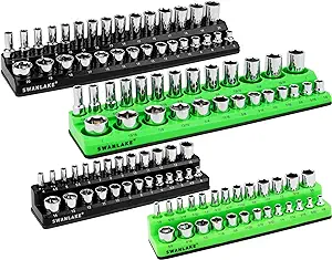 Photo 1 of SWANLAKE GARDEN TOOLS Magnetic Socket Organizer Set, 4PCS Socket Holder Set Includes 1/4", 3/8" Drive Metric SAE Socket Trays 
