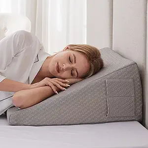 Photo 1 of Limited-time deal: Ruqmuis Bed Wedge Pillow for Sleeping, 10" Wedge Pillows for After Surgery, Soft Memory Foam Top, Triangle Pillow Wedge, Body Positioners for Leg Elevation, Acid Reflux, Gerd, Snoring Relief, Grey
