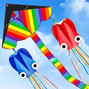 Photo 1 of TOY Life 3 Pack Octopus Kites for Kids Age 4-8 Boys, Beach Kites for Kids Age 8-12, Kites for Adult Easy to Fly, Large Kites for Kids Age 3-5, Rainbow Kites, Kids Kites Easy to Fly, Kids Outdoor Toys 