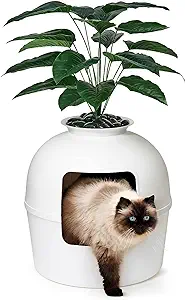 Photo 1 of Secret Litter Box by Bundle & Bliss - Hidden Litter Box Enclosure, Patented Design with Odor Control, Includes Faux Plant, Carbon Filter and Real Stones
