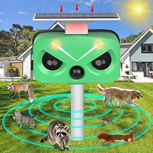 Photo 1 of Animal Repellent Outdoor,Ultrasonic Pest Repeller with Motion, Light Sensor and Sound for Cat/Birds/Deer/Skunk/Rat/Squirrel. Deterrent Devices for Yard,Garden,Farm,Patio
