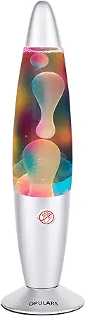 Photo 1 of OPULARS Rainbow Motion Lamp 16-Inch Colorful Lamps for Adults and Kids, Silver Base Multicolor Lamp with White Wax in Clear Liquid, Christmas Birthday Gift 