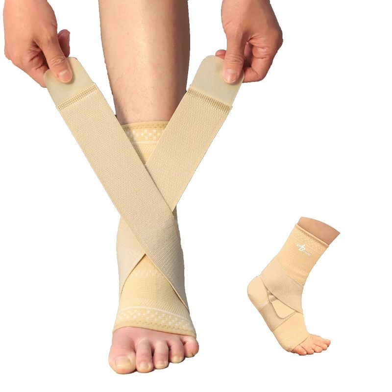 Photo 1 of Foot Sleeve (Pair) with Compression Wrap, Ankle Brace For Arch, Ankle Support, Football, Basketball, Volleyball, Running, For Sprained Foot, Tendonitis, Plantar Fasciitis
