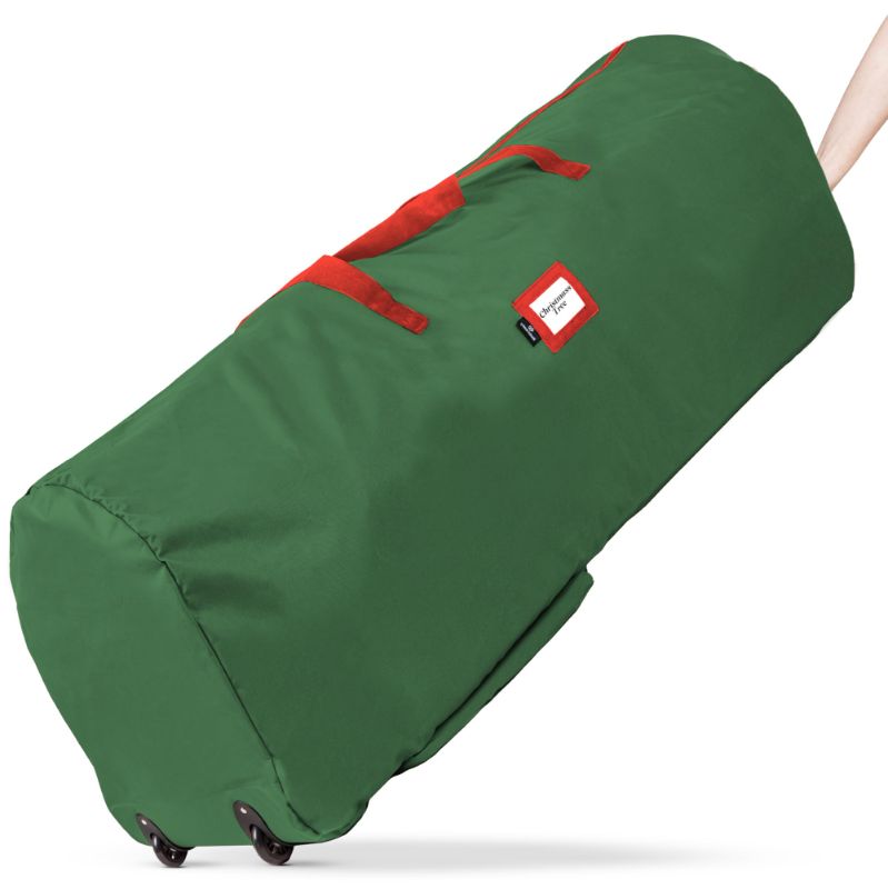 Photo 1 of Rolling Tree Storage Bag - Storage for 9-Foot Artificial Christmas Holiday Tree. Zippered Bag, Carry Handles and Wheels for Easy Transport. Protects Against Dust, Insects, and Moisture. (GREEN)