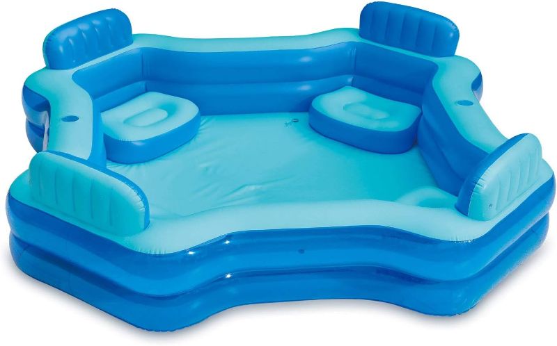 Photo 1 of Summer Waves KB0706000 8.75ft x 26in Outdoor Inflatable Ring Above Ground 4 Person Deluxe Comfort Swimming Pool with Backrests and Cupholders
