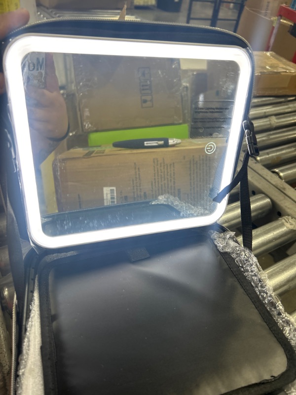Photo 1 of BLACK MAKEUP BAG WITH LED MIRROR 