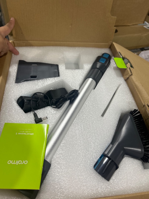 Photo 3 of Oraimo Cordless Vacuum Cleaner, 6-in-1 Stick Vacuum with 2200mAh*6 Rechargeable Battery, Self-Standing Vacuum Cleaner for Home, Cordless Handheld Vacuum for Home Kitchen Hard Floor Carpet Pet Hair