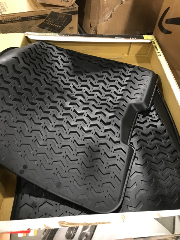 Photo 2 of Rugged Ridge | Floor Liner, Front/Rear | 12987.10 | Fits 1997-2006 Jeep Wrangler TJ/LJ Front and Rear/ ONLY COMWS WITH TWO MATS / MISSING SMALL PIECES 2 CT
