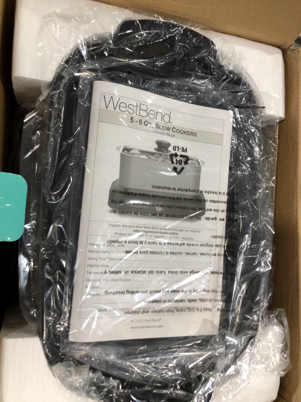 Photo 2 of West Bend 87906BK Slow Cooker Large Capacity Non-stick Variable Temperature Control Includes Travel Lid and Thermal Carrying Case, 6-Quart, Black