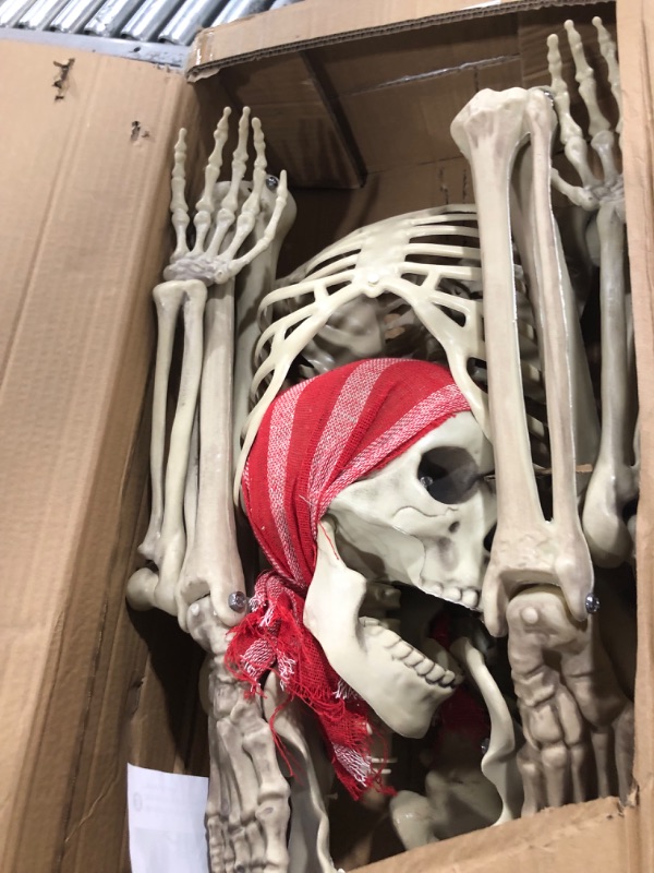Photo 2 of yosager 5 ft Pose-N-Stay Life Size Skeleton with Glowing Eyes, Human Bones Full Body Realistic with Posable Joints, Pose Skeleton Prop for Halloween Decoration