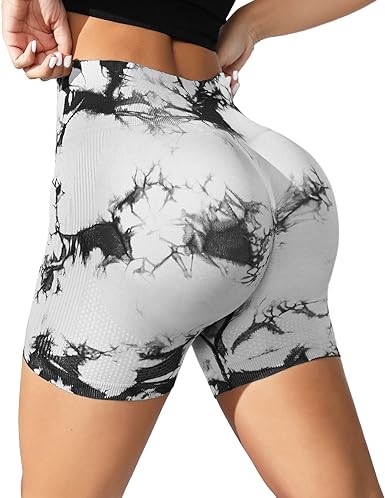 Photo 1 of UNIFULL Workout Shorts for Women Seamless Tie Dye Yoga Gym Running Cycling Sports High Waist Shorts SMALL