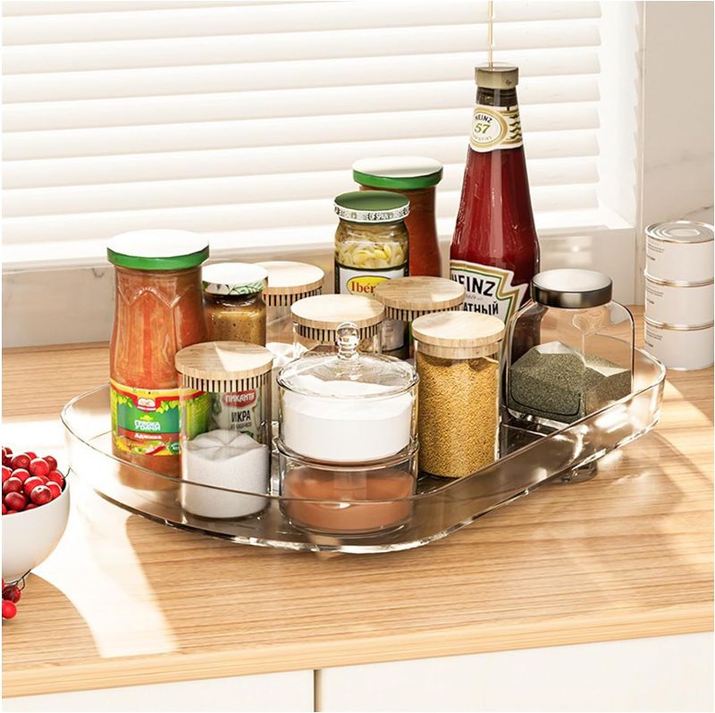 Photo 1 of Lazy Susan Turntable Organizer for Refrigerator:Square Fridge Organizer with Expandable Storage and 360° Rotation,Rectangle Organizer Storage for Cabinet,Pantry,Kitchen,Countertop?16.5*11inch?
