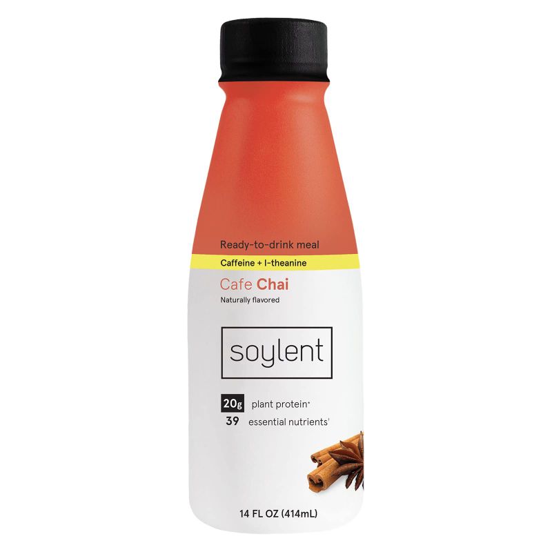 Photo 1 of Soylent Cafe Chai Meal Replacement Shake, Ready-to-Drink Plant Based Protein Drink, Contains 20g Complete Vegan Protein and 1g Sugar, 14oz, 12 Pack--EXP MAY 21 2024