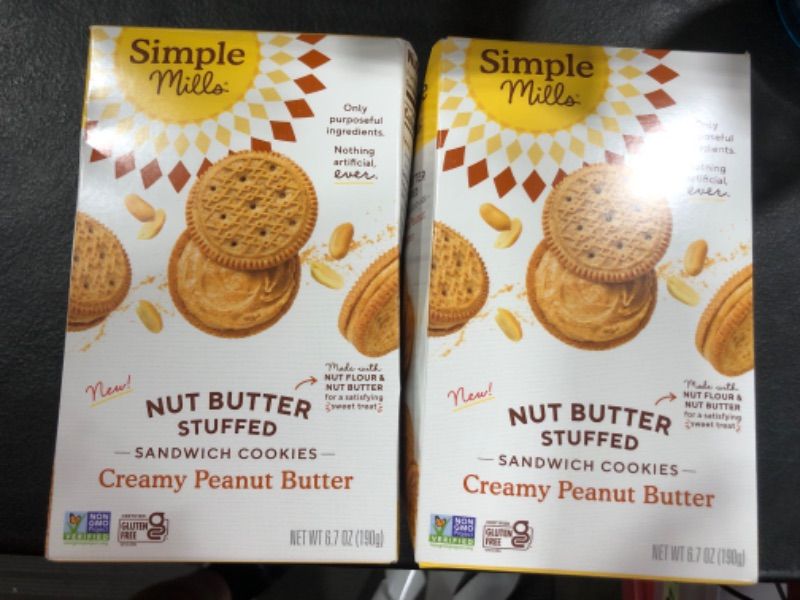 Photo 2 of Simple Mills Creamy Peanut Butter Sandwich Cookies - Gluten Free, Vegan, Healthy Snacks, 6.7 Ounce (Pack of 1) Creamy Peanut Butter 6.7 Ounce (Pack of 2)---EXP JUNE 4 2024