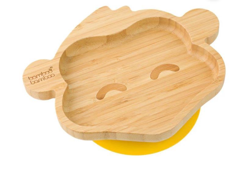 Photo 1 of Bamboo Baby Plate with Suction - Kids and Toddler Suction Cup Plate for Babies, Non-toxic All-Natural Bamboo Baby Food Plate Stays Cool to the Touch for Baby-Led Weaning 