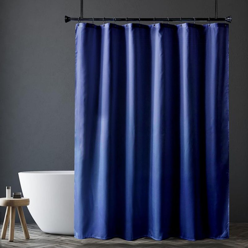 Photo 1 of Amazer Navy Blue Shower Curtain Liner, Navy Blue Fabric Shower Liner, 2-in-1 Bathroom Shower Curtain and Liner, 12 Grommet Holes, Water Proof, Machine Washable, Hotel Quality, 72 x 72 Inches
