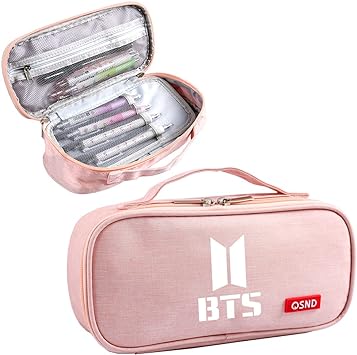 Photo 1 of ZH&GE Kpop BTS Merchandise Large Capacity Pencil Case Storage Pouch for Army Gifts, pink

