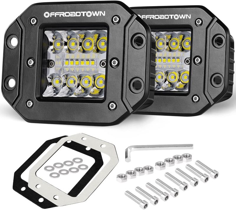 Photo 1 of Flush Mount LED Pods, OFFROADTOWN 2pcs 5'' 78W Driving Lights LED Work Light Flush LED Light Bar Super Bright Fog Lights Off Road Lights for Truck UTV ATV SUV Boat 4x4 Car 