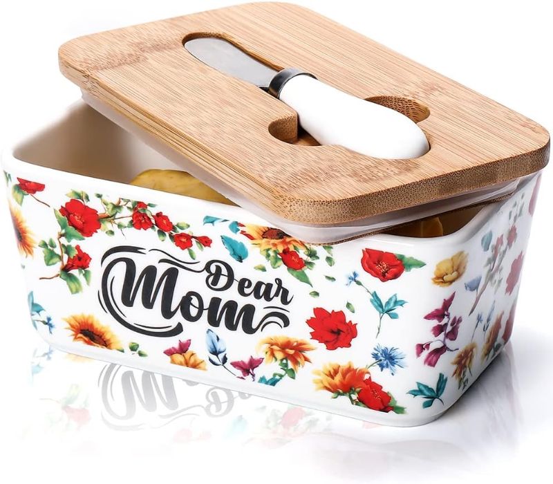 Photo 1 of HAYATTEE Gifts for Mom Birthday Gifts for Mom Gifts for Women Dear Mom Thanksgiving Christmas Birthday Mothers Day Gifts for Mom Butter Dish with Lid
