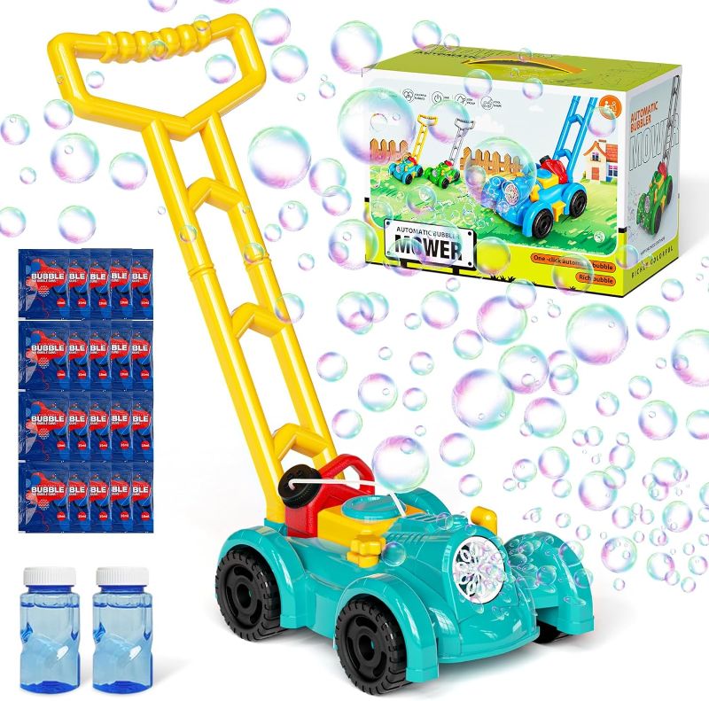 Photo 1 of 28°C Bubble Lawn Mower for Toddlers, Bubble Blower Machine Kids Toys for Toddlers Boys Girls Age 1-3 Years Old, Indoor Outdoor Push Gardening Summer Toy Gifts for Birthday Party Holiday-Blue 