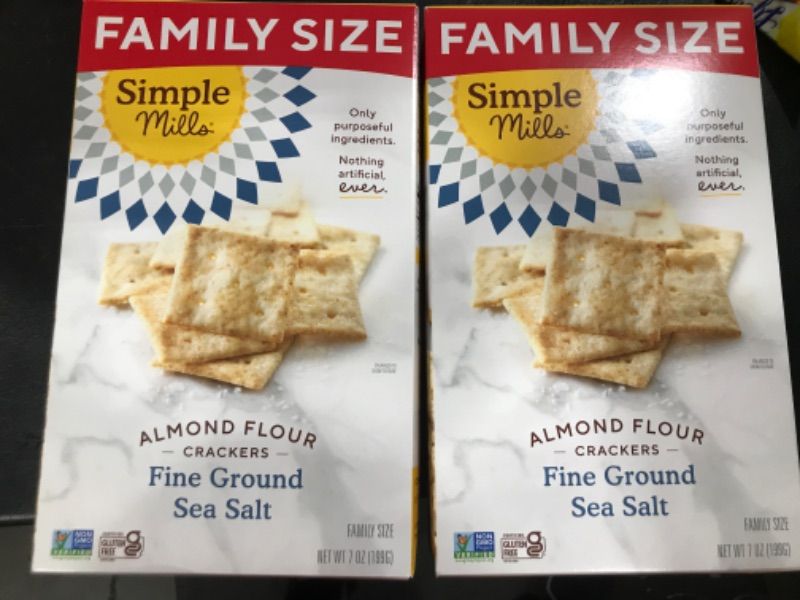 Photo 2 of Simple Mills Almond Flour Crackers, Family Size, Fine Ground Sea Salt - Gluten Free, Vegan, Healthy Snacks, 7 Ounce Fine Ground Sea Salt 7 Ounce (Pack of 2)