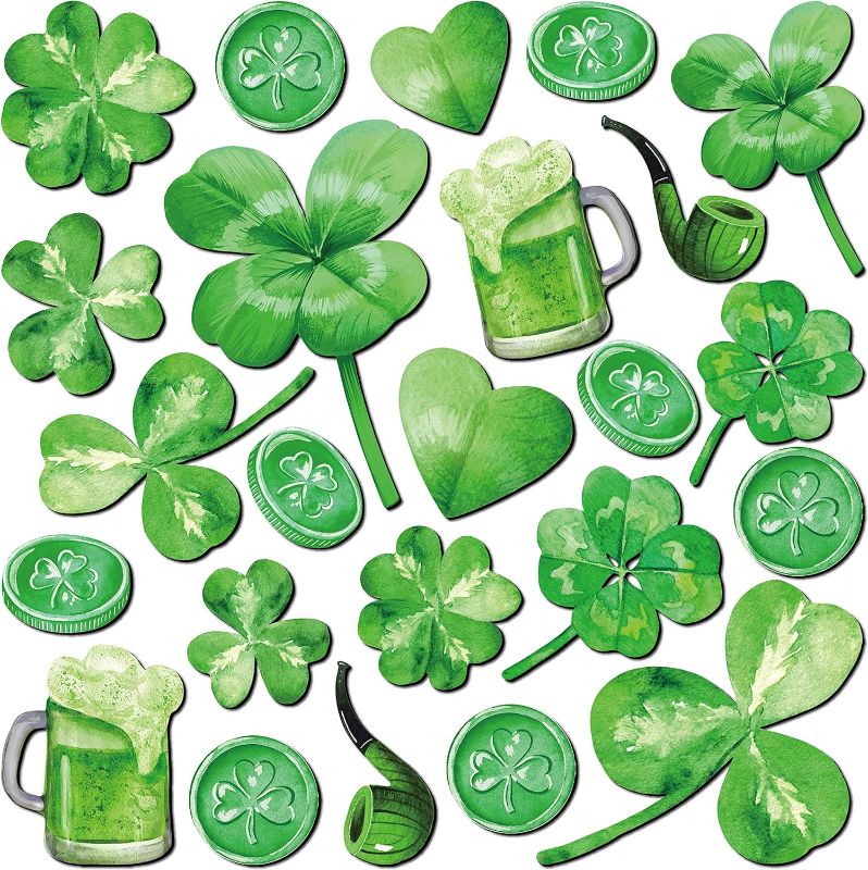 Photo 1 of 24 Pcs St. Patrick's Day Refrigerator Magnets Shamrock Refrigerator Decorative Magnets Irish Festival Locker Dishwasher Stickers Holiday Magnetic Stickers Saint Patty's Day Irish Party Favor Supplies 