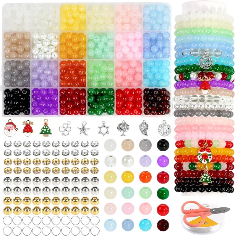 Photo 1 of RINVEE 711PCS Glass Beads Bracelet Making Kit 8mm Crystal Beads for Jewelry Making 