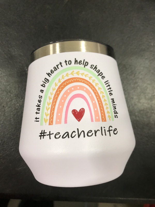 Photo 1 of Teacher Gifts for Women -It Takes a Big Heart to Shape Little Minds 12 Oz Wine Tumbler Funny Birthday Teacher's Day Teacher Appreciation Gifts for Teachers from Student,Graduation Present for Teachers