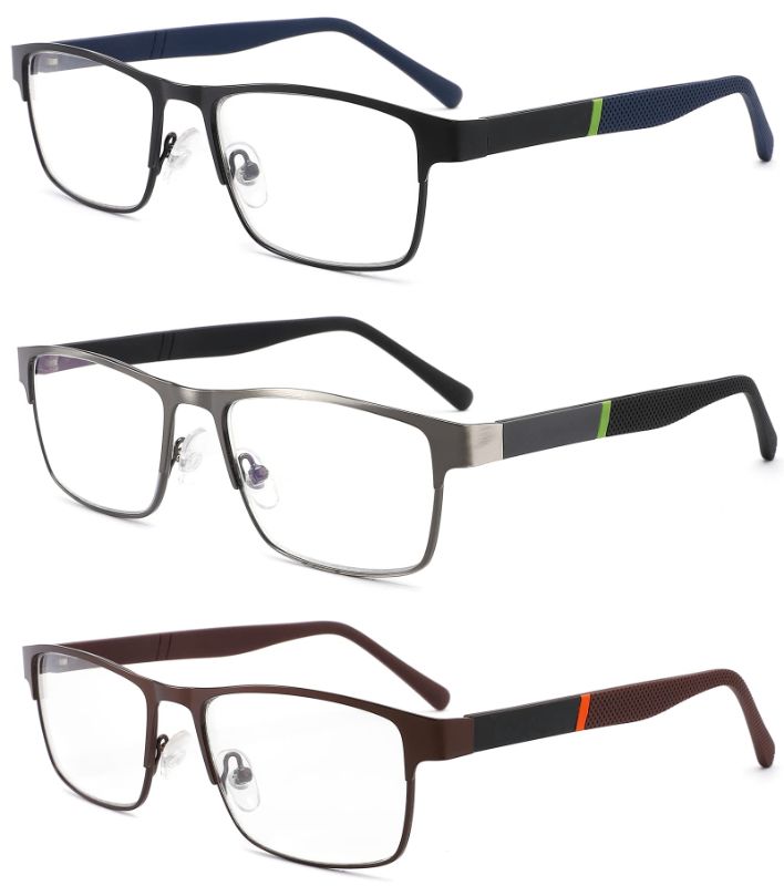 Photo 1 of RaoOG 3-Pack Reading Glasses for Men Blue Light Blocking Metal Half Rim Computer Readers Anti UV/Eye Strain/Glare (+1.75 Magnification Strength)