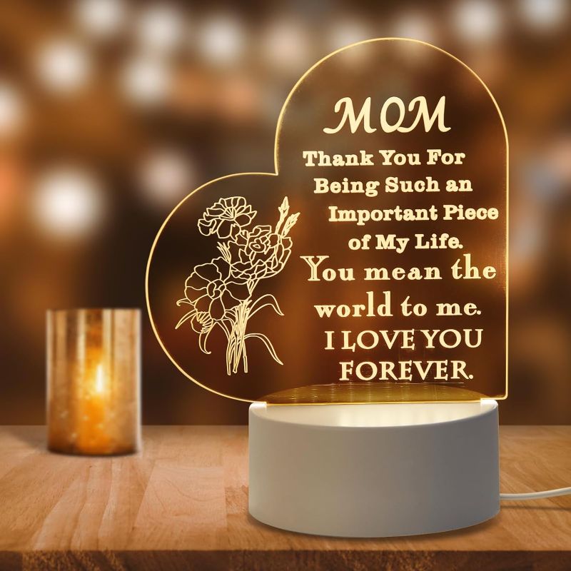 Photo 1 of Mothers Day Gifts for Mom from Daughter Son Kids, Mom Gifts for Mothers Day, Christmas, Valentines Day, Personalized Night Light Gifts Ideas Present Gift Arcylic Room Decortions Gifts