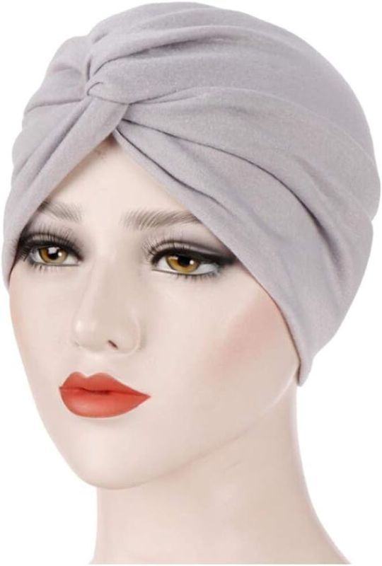 Photo 1 of Lucky staryuan ® 3Pack Women Turban Flower Caps Chemo Headwear Cap Sleep Cap Elastic Beanie- Black, Navy, Grey