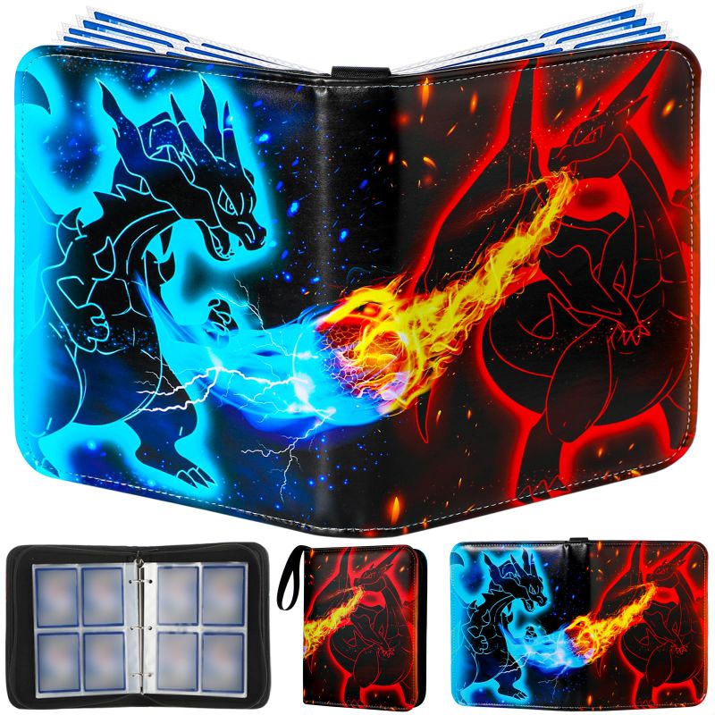 Photo 1 of Card Binder Trading Case, 4 Pockets Up To 440 Cards Compatible With Trading Cards, MTG Cards, Portable Card Storage Carrying Case With 55 Removable Sleeves For Most Standard Size Cards (440 Cards)