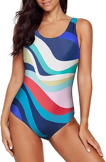 Photo 1 of Aleumdr Womens Color Block Print One Piece Swimsuits Athletic Training Swimwear Bathing Suits