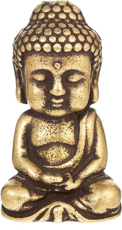 Photo 1 of FENGSHUI-CAISHEN Pure Copper Little Buddha Statue - Baby Buddha Figurine, Retro Style Handmade for Meditating Zen Desktop Indoor Decor