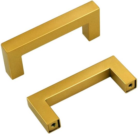 Photo 1 of 10Pack Drawer Handles,3 Inch (76mm) Hole Center Kitchen Cabinet Handles,Brushed Gold Cabinet Pulls for Drawers and Doors,Modern Square Gold Dresser pulls
