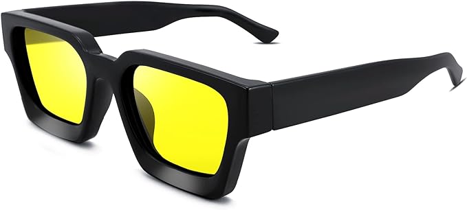 Photo 1 of Braylenz Thick Square Frame Sunglasses for Women Men Chunky Rectangle Retro Polarized Sunglasses