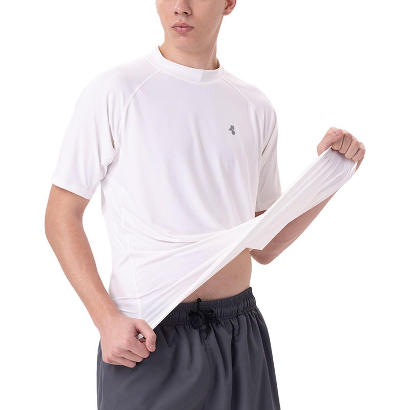 Photo 1 of Mens Sun Protection Shirt Rash Guard Real UPF 50+ UV SPF Cooling Fishing Lightweight Short Sleeve Shirt Plus Size Cool Tech White --- 2XL