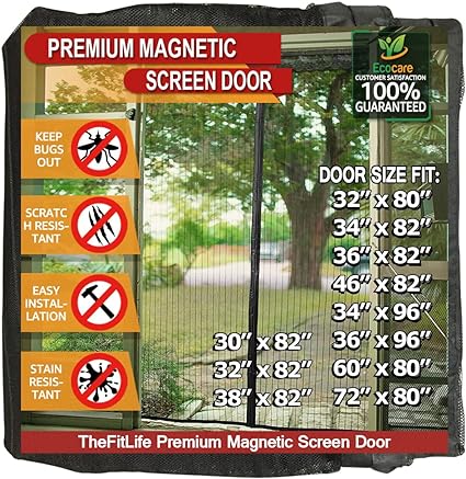 Photo 1 of TheFitLife Magnetic Screen Door - Heavy Duty Mesh with Full Frame Hook and Loop Powerful Magnets That Snap Shut Automatically