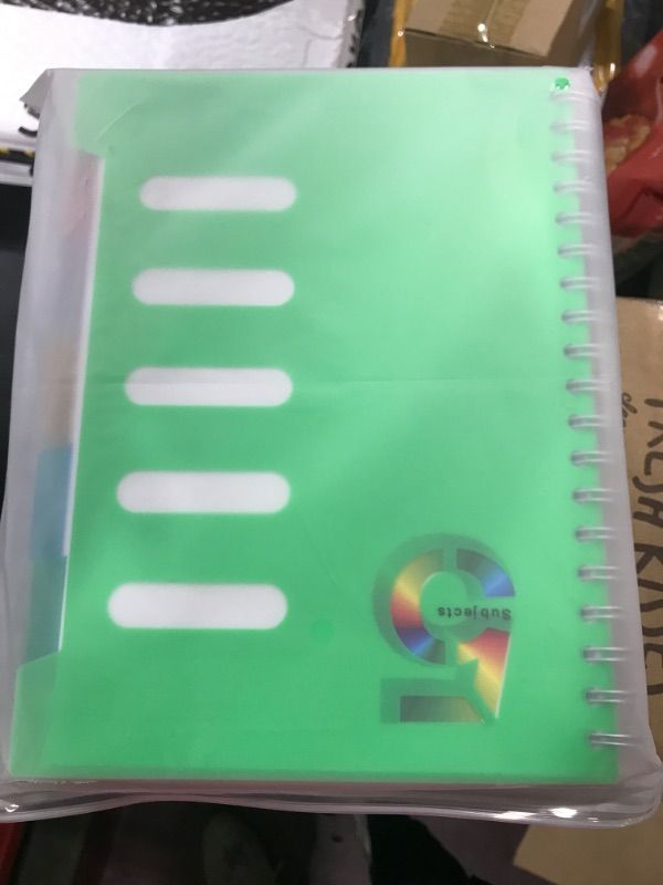 Photo 1 of 5 Subject Notebook, 2 Pcs Green and Dark Blue 10 Inch x 7 Inch B5 Spiral Notebook With Waterproof Plastic Softcover, 300 Pages 80 Gsm College Ruled Papers With 5 Sheets Colorful Movable Dividers