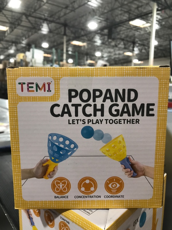 Photo 1 of TEMI Pop Pass Catch Ball Game with 4 Catch Launcher Baskets and 20 Balls, Beach Toys Backyard Outdoor Indoor Game Age 3 4 5 6 7 8 9 10+ Years Old Boys Girls Kids Adults Family Christmas Easter Gifts