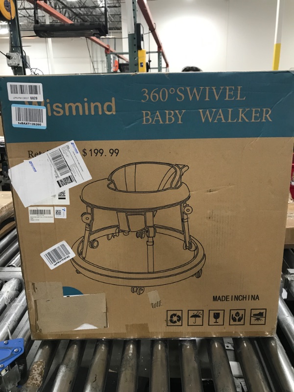 Photo 2 of Wismind Baby Walker Foldable with 9 Adjustable Heights, Baby Walkers and Activity Center for Boys Girls Babies 6-12 Months, Baby Walker and Bouncer Combo with Wheels Portable Anti-Rollover