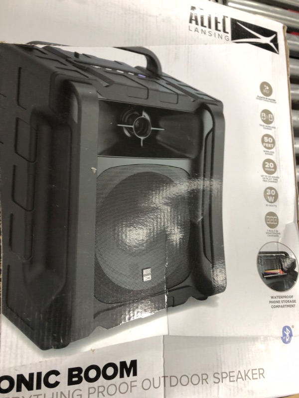 Photo 3 of Altec Lansing Sonic Boom - Waterproof Bluetooth Speaker with Phone Charger, IP67 Outdoor Speaker, 3 USB Charging Ports, 50 Foot Range & 20 Hours Battery Life