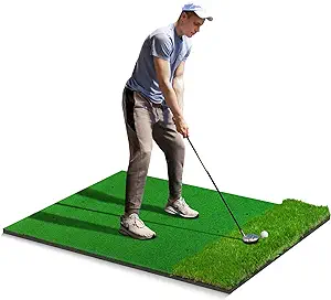 Photo 1 of Limited-time deal: Golf Mat, 5x4ft Thickening Golf Hitting Mats, Premium Impact Golf Practice Mat with Dual Grass Turf, Golf Training Aid for Backyard Driving Chipping Indoor Outdoor Swing - Gifts for Men/Boys