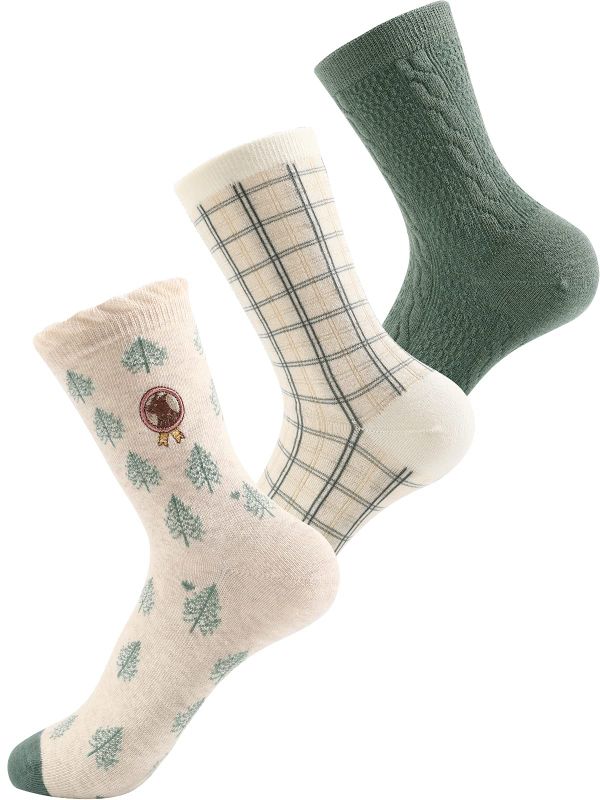 Photo 1 of Cute Socks for Women Funny Crew Socks Cotton Cute Animal Ankle Socks 3 Pairs Great Gifts for Girls One Size Bear Green Crew Socks