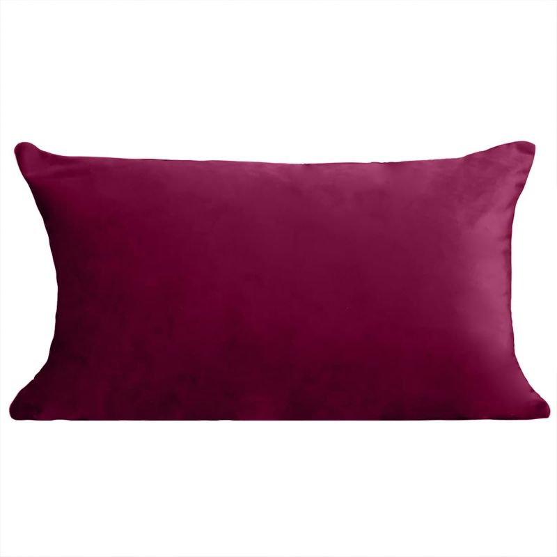 Photo 1 of 12x20 Velvet Lumbar Throw Pillow Covers Wine Red Soft Solid Christmas Decorative Square Cushion Cases Winter Front Porch Home Decor for Bedroom Couch Car Chair Patio Set of 2
