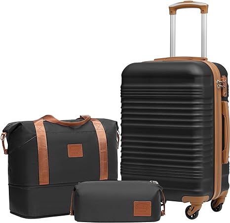 Photo 1 of Coolife Luggage Set 3 Piece Luggage Set Carry On Suitcase Hardside Luggage with TSA Lock Spinner Wheels(Black, 3 piece set (BP/TB/20)) Black 3 piece set (BP/TB/20)